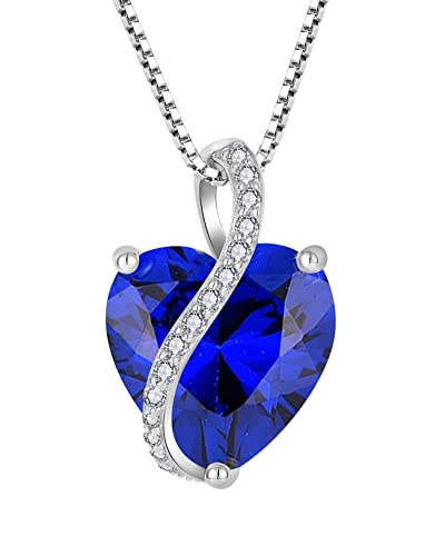 Yl Collar De Corazón Plata De Ley 925 Con Colgante Azul De Espinela Con Piedra Natal De Septiembre Para Mujer Yl Collar De Corazón Plata De Ley 925 Con Colgante Azul De Espinela Con Piedra Natal De Septiembre Para Mujer
