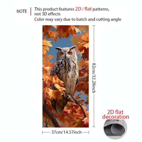 Image of 2 PC Trash Can Sticker 14.57 x 32.28 Inch Autumn Forest Animal Design Vinyl Sticker with Hedgehog Owl and Leaf Pattern for Outdoor Garbage Bin Garden Yard Driveway Home Decor