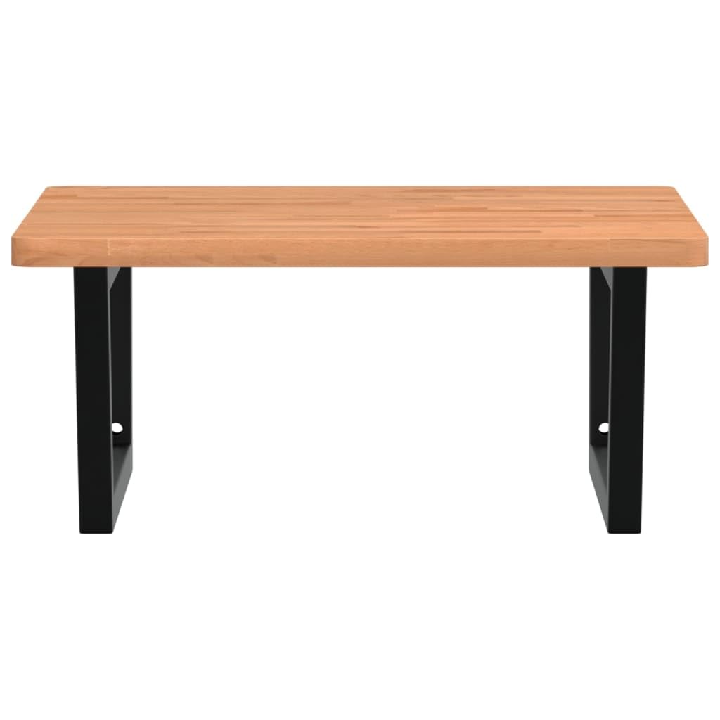 Scaffale per lavandino, montaggio a parete, in acciaio e legno massello di faggio, 60 x 60 x 2,5 cm, nero, stabile supporto trapezoidale, salvaspazio, con vano portaoggetti per bagno, WC degli