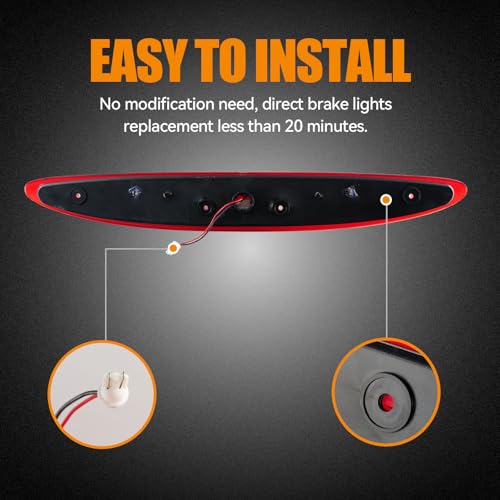 Image of Third 3rd Brake Light LED for 1997-2002 Ford Expedition, High Mount Rear Brake Lights Assembly for 97-02 Expedition, Waterproof Center Cab Lamp Stop Light (RED)