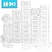 UPlama 40Pack Square Mini Clear Plastic Bead Storage Containers Box With Hinged Lid, Small Box Jewelry Earplugs Storage Box For Items,Earplugs,Pills,Tiny Bead,Jewerlry Findings(1.38x1.38x0.7Inch)