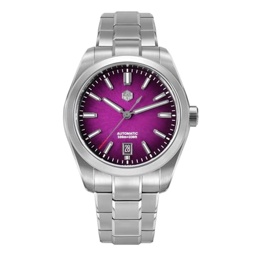 San Martin Men Watch SN0144-GX 9015 Automatic Mechanical Movement Sapphire Glass 10 Bar Diving Watch for Men (Purple Dial 39mm)