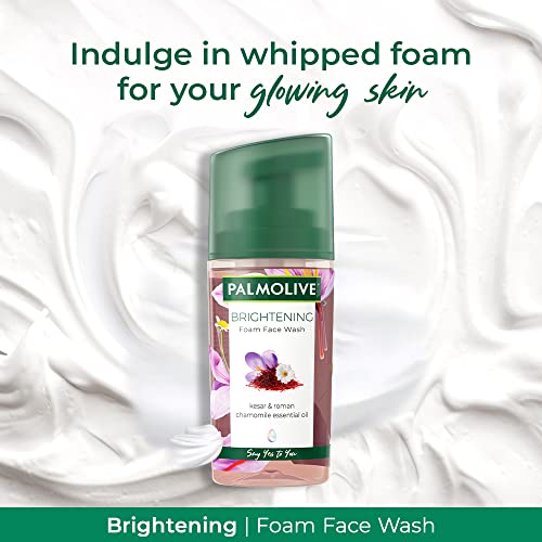 Image of Palmolive Brightening Foam Face Wash, with Kesar and Roman Chamomile Essential Oil, Suits All Skin Types (100ml)