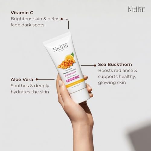 Image of Vitamin C Moisturizer | Vitamin E & Seabuckthorn | Lightweight, Oil-Free Face Moisturizer | Brightening & Deep Hydration | With Niacinamide & Shea Butter | For All Skin Types Men & Women | 100 ml
