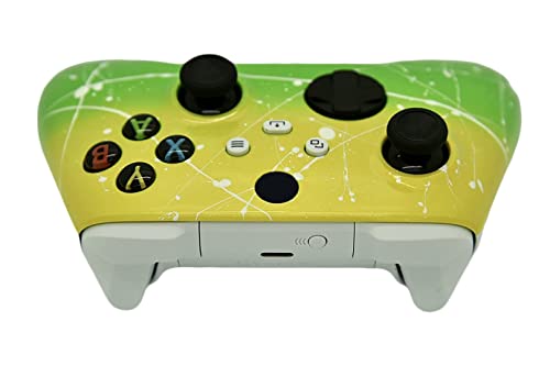 Image of Hand Airbrushed Fade Custom Controller Compatible with Series X /S & One (Series X /S Yellow & Green White Drip)