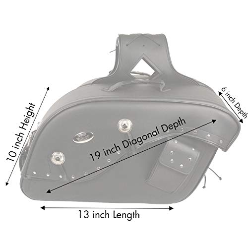 Image of Milwaukee Leather Studded Throw-Over Motorcycle Saddlebags - Synthetic Leather - Universal Fit - Zip-Off - Medium