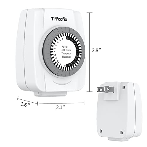 Tiffcofio MH-015 Indoor Mechanical Timers For Electrical Outlets, 2 Prong Plug In Outlet Daily Repeating Light Timer thumb #6