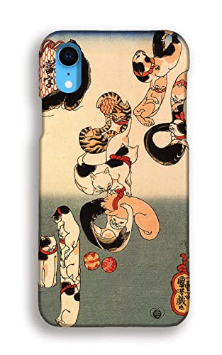 【3D全面印刷】iPhoneXR互換 スマホケース 【世界の名画】 歌川国芳 ☆浮世絵☆ 日本画 日本 ドクロ 骸骨 妖怪 和 和デザイン 名画 絵画 芸術 アート(猫の当字 なまづ)