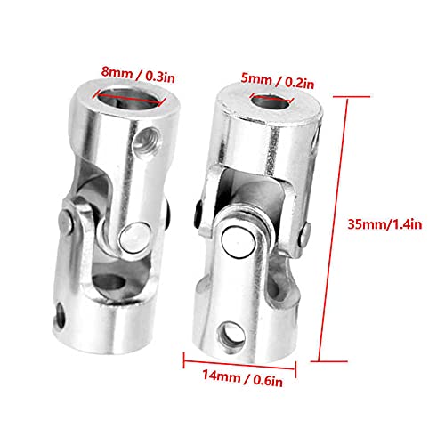 SUOFEILAIMU-PHONE CASE Metal Coupler 2pcs Shaft Coupling for Motor Connector DIY Steering Length35mm OD14mm Universal Joint Coupler (Inner Diameter : 8 x8MM)