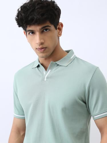 Image of Urbano Fashion Men's Solid Regular Fit Half Sleeve Cotton Polo T-Shirt