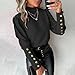 HGps8w Gold Button Cuff Dressy Office Tops for Women Elegant Mock Neck Blouses Lantern Long Sleeve Business Casual Shirts