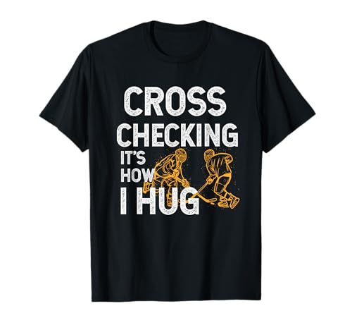 Kids Hockey Shirt, Funny Cross Checking It's How I Hug