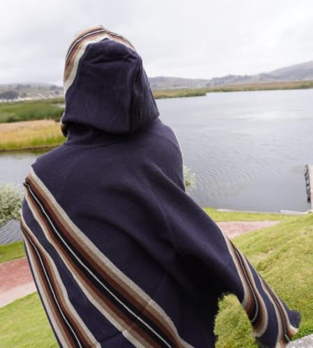 Alpaca Poncho Unisex – Handmade Andean Hooded Poncho | Traditional Alpaca Wool Blanket Cape for Men & Women, Warm & Soft2