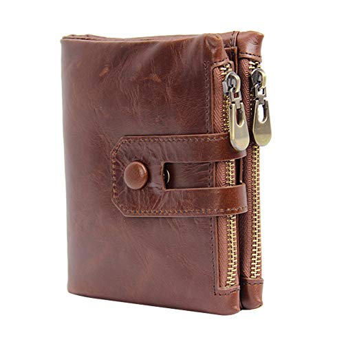 Lubier 1 Pcs Portefeuille Cuir Homme Portefeuille Homme Fermeture Eclair Monnaie Vintage avec Porte Cartes Poche à Monnaie