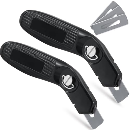 Image of Lasnten 2 Pieces 6 Blades Utility Carpet Knife Cutting Heavy Duty Carpet Knife Cutter Tools with Blades Razor Blade Knives with Protective Cap for Box Cutter Roofing Purpose, Aluminum (Black)