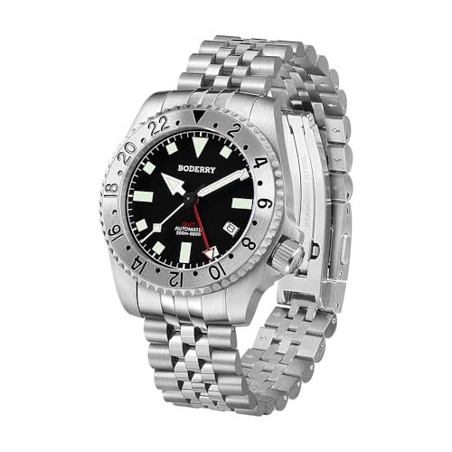 Image of BODERRY Men's Watch Titanium Automatic 200M Waterproof Diver Watch with GMT Automatic Movement and Titanium Bracelet-Admiral