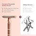 CAVEEM Rose Gold Double-Edge Safety Razor, Single-Blade Razors with 5 Stainless Steel Blades, Reusable Metal Razor for Men and Women