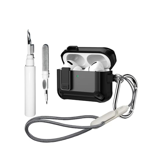 [4 in 1]CaseGame Cover Lock compatibile con AirPods Pro 3, con portachiavi,Cordino portatile e kit di penna per la pulizia, guscio robusto, armatura militare, antiurto, custodia protettiva