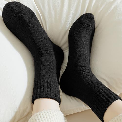 Image of VoJoPi Winter Thermal Socks for Women - 5 Pairs Thick Warm Ladies Cozy Wool Crew Boot Socks, US 5-10