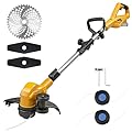 Cordless Weed Wacker & Edger for Dewalt 20V Battery, 3-in-1 Folding 150cm/59in Brushless Electric String Trimmer, Grass Cutter with 3 Types Blades for Lawn, Yard and Bush Trimming(No Battery)