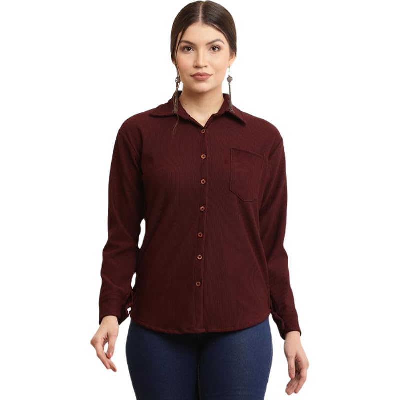 the kosh Women's Solid Beige Shirt | Full Sleeve Cotton Button Down Top | Collared Long Shirt | Casual & Office Wear | Regular Fit-picture-39