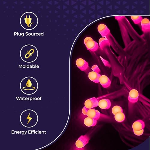 Image of Lexton 40 LED Power Pixel Serial String /Fairy Light | Plug Sourced | Suitable for Home & Outdoor Decoration, Diwali, Christmas, Ramadan, Wedding, Party, Festival (Pack of 50, Pink)
