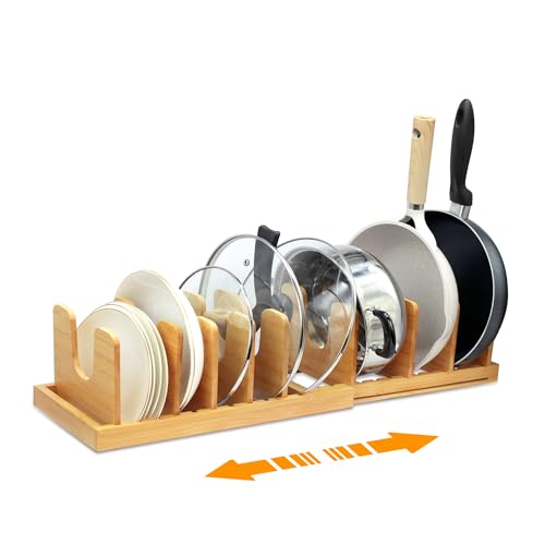 MinBoo Bamboo Expandable Pot Lid Organizer