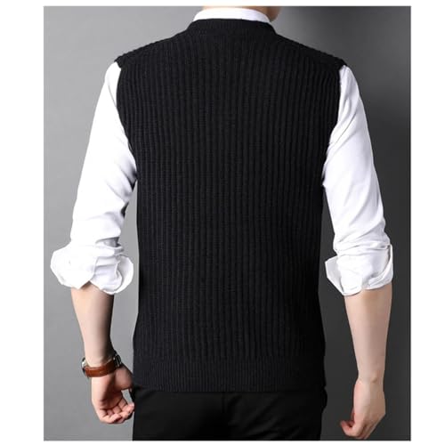 Dcvmvmn Men's Autumn Winter Casual Sweater Vest Men's Solid Color V-Neck Sleeveless Top Fashion Slim Retro Vest2