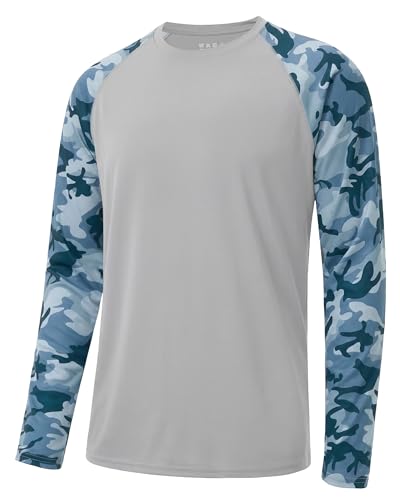 Image of FISHEAL Mens Long Sleeve Fishing Camo Shirts, UPF 50+ Sun Swim Rash Guard