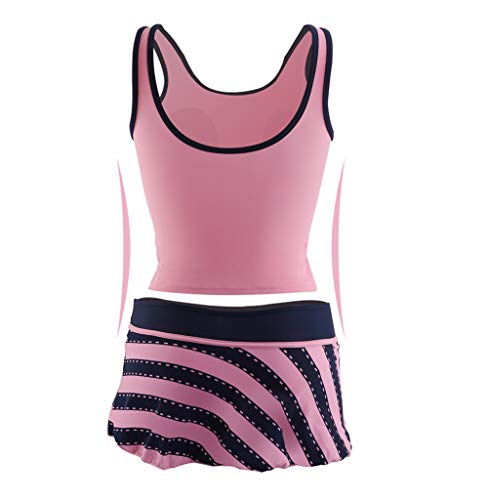BIKMAN Summer Children Kids Two-Piece Swimsuit Swimwear Swimdress for Girl (Pink, 152(10-12 Years Old)) - Thumbnail 3