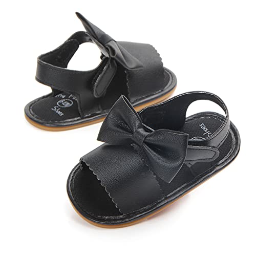 2025 Infant Baby Girls Flat Sandals Summer Soft Solid Anti Slip Bow Toddle Girls Walking Sandals Trendy3