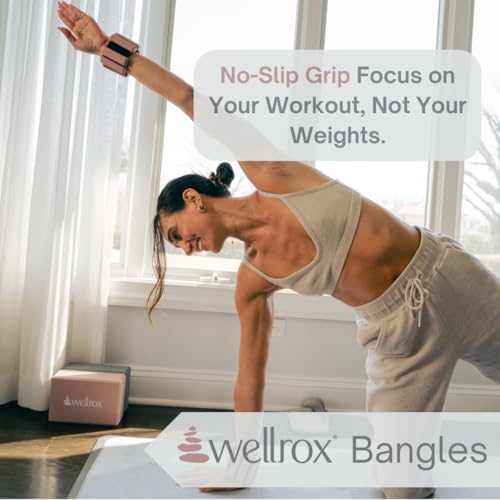 Image of Wellrox Weighted Bangles - Adjustable Ankle and Wrist Weights for Women & Men - Set of Ankle Weights 2 lbs (1 lb Each Wrist Weight) | Weighted Arm Bands for Pilates, Yoga, Running & Walking