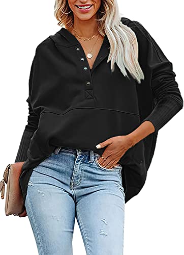 Image of PRETTYGARDEN Women's Casual Long Sleeve Zipper Sweatshirt Drawstring Loose Quarter Zip Pullover Tops with Pockets