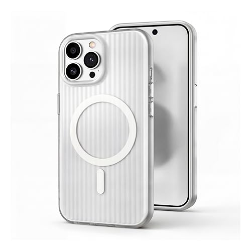 Image of amazon basics Streak Magnetic Protective Cover Compatible with iPhone 15 Pro Max | MagSafe | Camera Protection|Anti Shock,Scratch Resistant|Wireless Charging - White