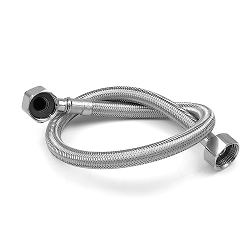 Xcel Home WRAS Approved Elbow 1/2 (90°) x 1/2 BSP x 500mm Flexible Pipe Connector, Silver - Image 3