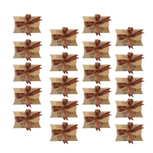 GAROZATION Cajas de Obsequio para Boda en Papel Kraft Forma de Almohada, Ideales para Dulces y Chocolates, Decorables Cintas y Flores para Fiestas y Eventos