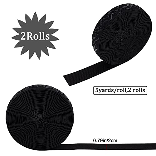 GORGECRAFT 10 Yards Black Non-slip Silicone Elastic Gripper Band 0.8 Inch 20mm Wave Gripper Tape Webbing Stretchy Strap Spool Wavy Band Roll Ribbon Flat Waistband for Clothing Garment Shorts Project - Image 2