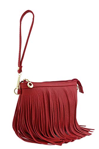 Image of FashionPuzzle Small Fringe Crossbody Bag with Wrist Strap