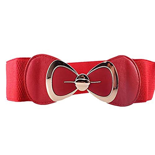 Arrival Women Bowknot Buckle Metallic Faux Leather Waistband