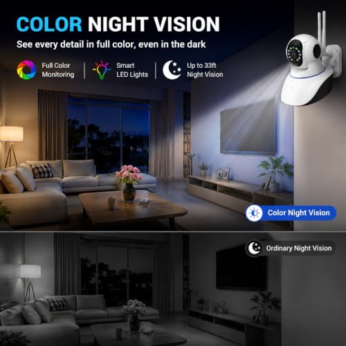 Image of Dr Vision 4MP Wireless Smart CCTV Camera for Home Security | 1080P HD Indoor WiFi Camera | Pan Tilt Zoom | Color Night Vision | Motion Detection | Two Way Audio with Mobile App V380 Pro (Dual Antenna)