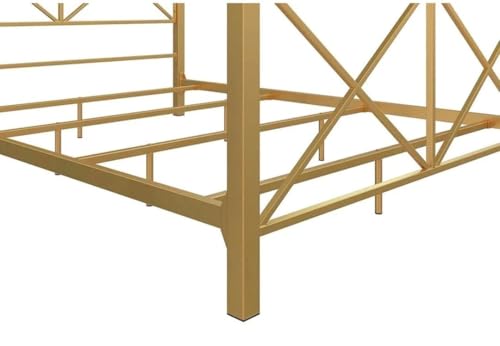 Image of Metal King Size Poster Bed Without Storage | Wrought Iron King Size Canopy Poster Bed Frame with Headboard & Footboard | Cot Without Storage | Metal Furniture for Home, (Design 3-Brown)