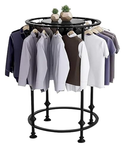 ZOLPINL - Perchero redondo portátil y elegante para boutiques, organizador de almacenamiento de ropa, altura ajustable (negro, 90 x 130 cm)
