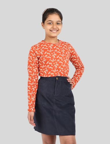 Image of Tweeny Mini Girls Corduroy Skirt Fitted Knee Length with Pockets Branded Skirt for Kids Girls (Navy Blue)