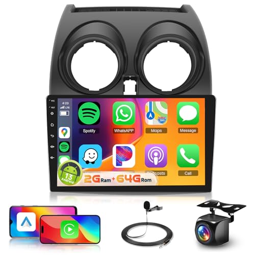 For Nissan Qashqai 2006-2016 Car Radio Stereo with DSP Wireless Carplay Android Auto, Hodozzy 9 IPS Touchscreen Bluetooth Car Radio GPS WiFi FM/RDS USB SWC Backup Camera(2G RAM+64G ROM)