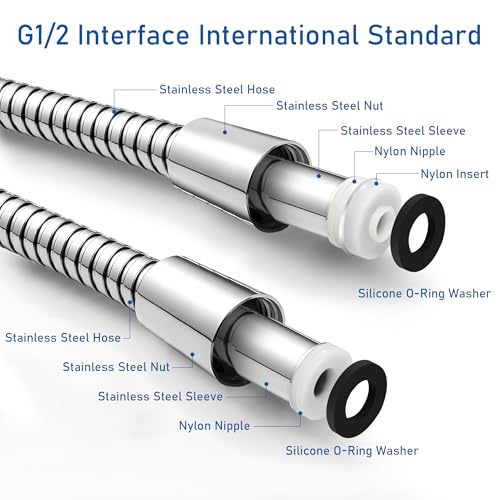 Keycozy Shower Hose for Handheld Shower Heads,72 inches Stainless Steel Shower Head Hose Replacement, Flexible Hose Extension with Brass Insert and Nut, Anti-Explosion Anti-Kink Leakproof - image 3