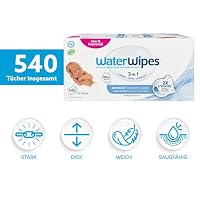 WaterWipes Sensitive+ Newborn & Baby Wipes, Feuchttücher für Neugeborene und Babys, 540 Stück (9 Packungen), 3-in-1-Reinigung, Pflege, Schutz, 99,9% Wasser, parfümfrei – Ansicht 2