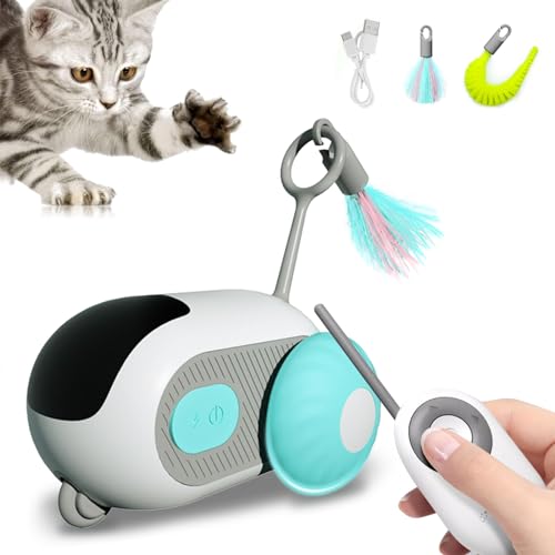 EPROICKS Giocattolo per Gatti Elettrico con Telecomando, Mouse Giocattolo Elettrico per Gatti, Giocattolo Interattivo per Gatti, Palla Intelligente per Gatti con 2 Modalità, Regalo di Gatti (Blu)