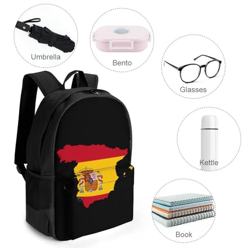 Flag Map of Spain Travel Backpack Casual Daypack Shoulder Bag with Adjustable Shoulder Straps for Men Women3