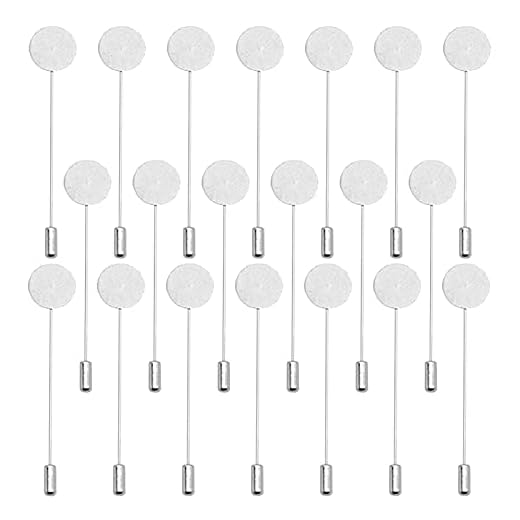 60Pcs Flat Round Tray Lapel Pin for Craft,Silver Safety Stick Pins Stainless Steel Brooch Pin Needle Suit Tie Hat pin Scarf Badge for DIY Costume Jewelry Making Accessories