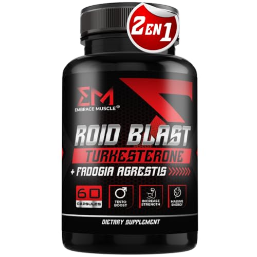 Testosterona Hombre, Turkesterone + Fadogia Agrestis, Potenciador Sexual, Rendimiento Muscular, Aumento Fuerza, Natural, 60 Cápsulas, Dosis Óptima 1200mg, Vegano, Sin Gluten, 2 EN 1